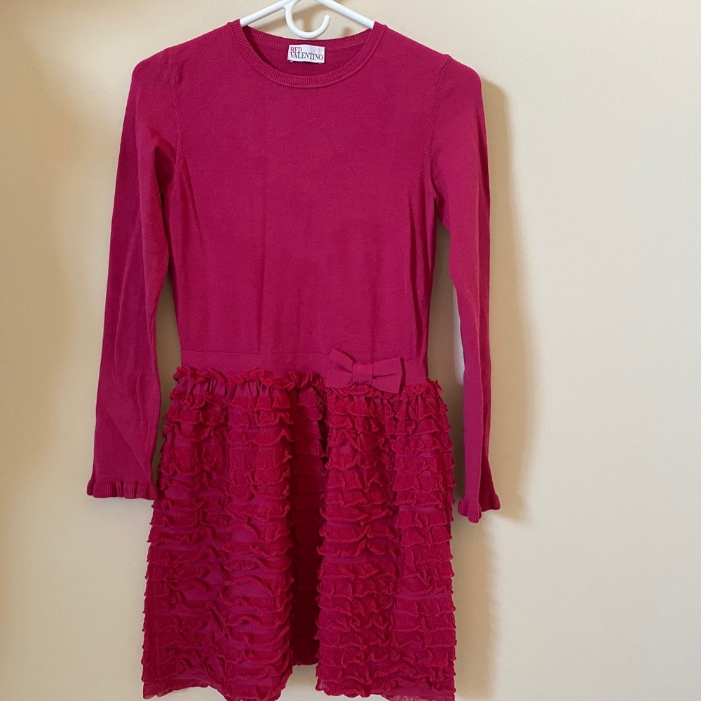 RED Valentino Long-Sleeve Ruffle-Skirt Dress